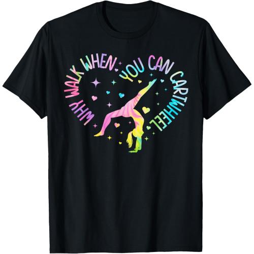 DARK PURPLE SIZE SMALL Why Walk When You Can Cartwheel Gymnast Gymnastic Girl T-Shirt