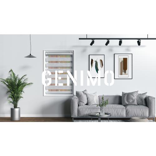 GENIMO Cordless Zebra Blinds for Windows, Dual Layer Roller Window Shades, Sheer or Privacy Light Control for Day and Night, Mini Door Blinds for Home, Office, Easy to Install, Grey, 29 W X 72 H