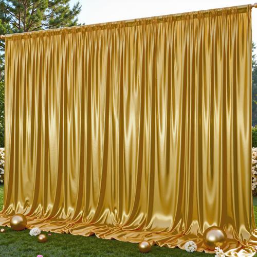 Dark Gold Glitter Satin Backdrop Curtain for Parties 10x10FT Shimmer Photo Backdrop Drapes Non-Wrinkle Sparkle Drapes for Backdrop Wedding Baby Shower Christmas Decorations