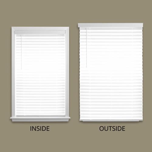 allen   roth Trim at Home 2-in Slat Width 52-in x 64-in Cordless White Faux Wood Room Darkening Horizontal Blinds