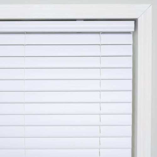 Project Source Premium 2-in Slat Width 27-in x 64-in Cordless White Vinyl Room Darkening Horizontal Blinds
