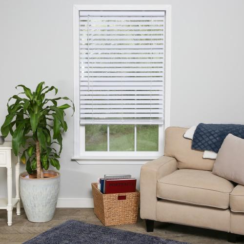 Project Source Premium 2-in Slat Width 27-in x 64-in Cordless White Vinyl Room Darkening Horizontal Blinds