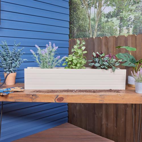New Age Garden Rectangle 7.3-in W Medium Off-white Mixed/Composite Outdoor Window box with Drainage Holes