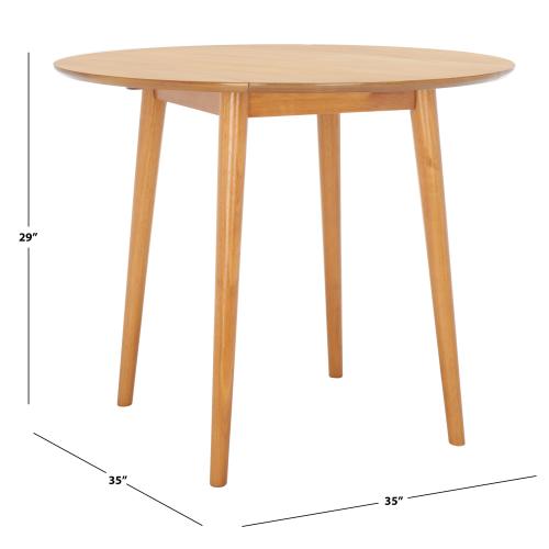 Safavieh Dining Table Light Oak Round Transitional Drop Leaf Dining Table, Wood Veneer with Veneer Wood Base 35-in L x 29.13-in H (NO TEST)