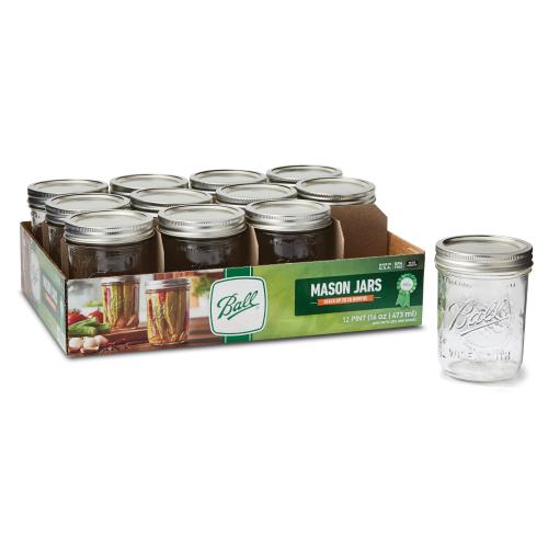 Ball Wide Mouth 12-Pack Glass Bpa-free Reusable Canning Jar with Lid