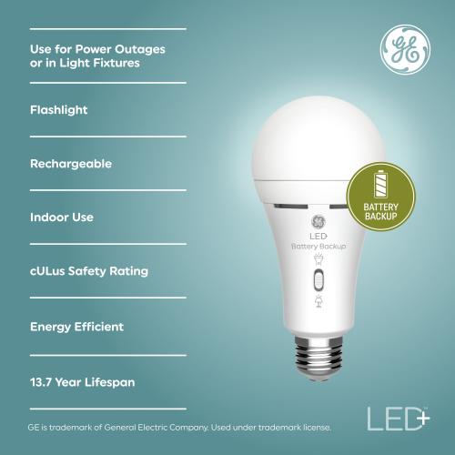 GE LED  Battery 60-Watt EQ A21 Soft White Medium Base (e-26) LED General Purpose Light Bulb