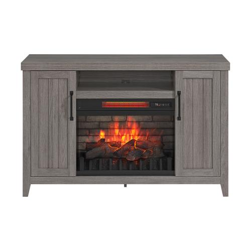 Style Selections 48-in W Iron Oak Infrared Quartz Electric Fireplace (littles damaged; see the pictures)