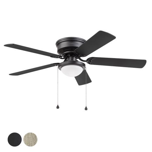 Harbor Breeze Armitage 52-in Matte Black with Black/Cocoa Blades LED Indoor Flush Mount Ceiling Fan with Light (5-Blade)