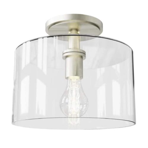 allen   roth Evans 1 -Light 10-in Brushed Nickel Flush Mount Light