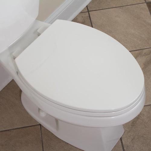 Project Source Plastic White Elongated Soft Close Toilet Seat