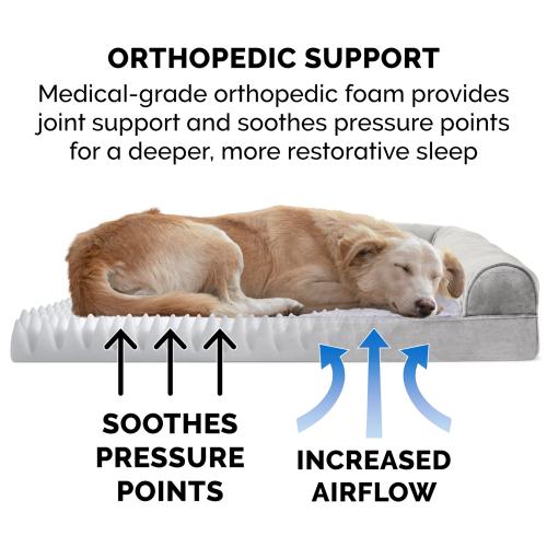 FurHaven Rectangular Smoke Gray Polyester Sofa Dog Bed (Medium)