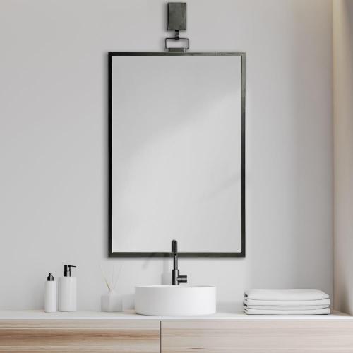Mercana Grimm 24.8031-in W x 43.75-in H Gun Metal Gray Framed Wall Mirror