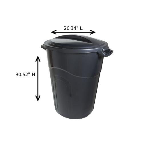 Project Source 32-Gallon Black Plastic Outdoor Detached Lid Trash Can