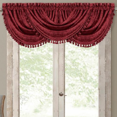 Elrene Home Fashions Antonia Waterfall Tassel 36-in Rouge Polyester Rod Pocket Valance