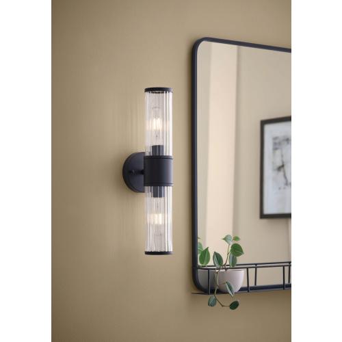 allen   roth Modesto 5-in 2-Light Matte Black Modern/Contemporary Vanity Light