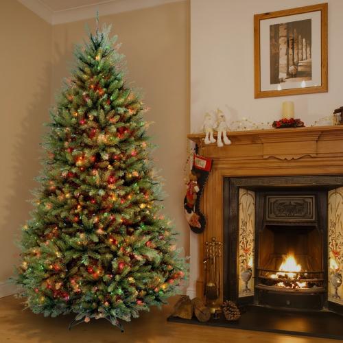 6.5-ft National Tree Company 6.5-ft Dunhill Fir Pre-lit Artificial Christmas Tree with Multicolor Incandescent Lights