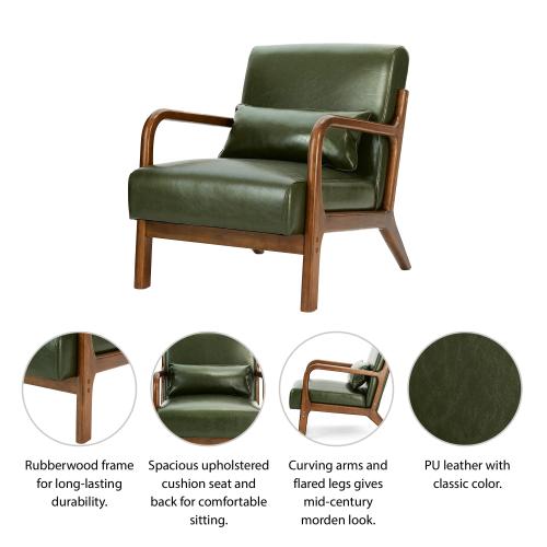 Glitzhome Casual Green Faux Leather Accent Chair