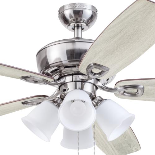Harbor Breeze Notus 52-in Brushed Nickel with Driftwood/Sienna Blades LED Indoor Ceiling Fan with Light (5-Blade)