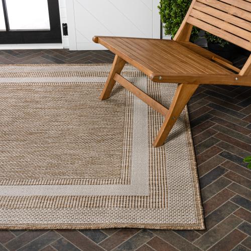 JONATHAN  Y TUSCAN SUN Dover 3-Stripe 3 X 5 (ft) Beige/Cream Indoor/Outdoor Solid Coastal Area Rug