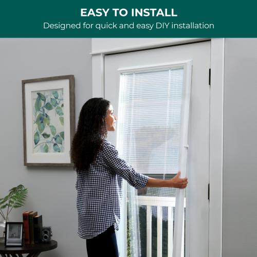 ODL Add on blind 0.59-in Slat Width 20-in x 64-in Cordless White Aluminum Light Filtering Mini-blinds