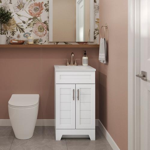 Style Selections Kirkman 18-in White Single Sink Bathroom Vanity with White Cultured Marble Top