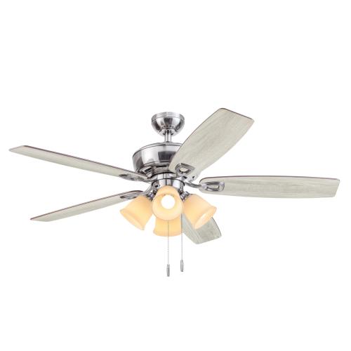 Harbor Breeze Notus 52-in Brushed Nickel with Driftwood/Sienna Blades LED Indoor Ceiling Fan with Light (5-Blade)