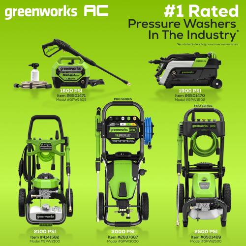 Greenworks 1900-PSI 1.2-GPM Cold Water Electric Pressure washer with 4 Spray Tips and Surface Cleaner
