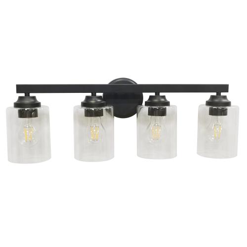 allen   roth Emeryson 24.5-in 4-Light Matte Black Transitional Vanity Light