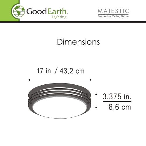 Good Earth Lighting Majestic 1-Light 17-in Matte brown LED Flush Mount Light