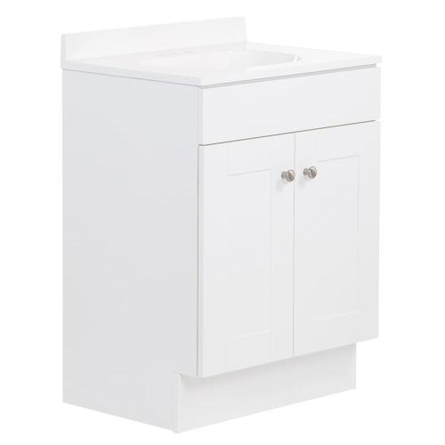 Project Source 24-in White Single Sink Bathroom Vanity with White Cultured Marble Top
