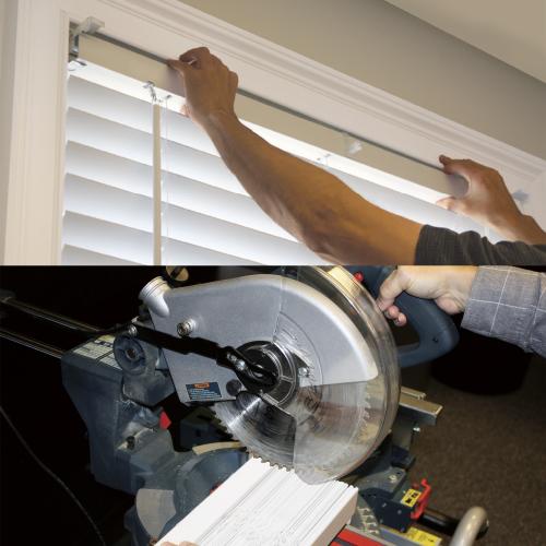 allen   roth Trim at Home 2-in Slat Width 52-in x 64-in Cordless White Faux Wood Room Darkening Horizontal Blinds