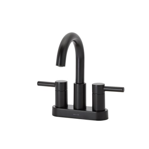 allen   roth Harlow Matte Black 4-in centerset 2-Handle WaterSense Bathroom Sink Faucet with Drain and Deck Plate
