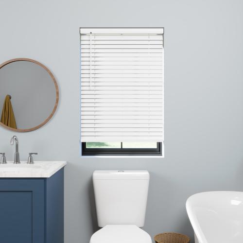 Project Source Premium 2-in Slat Width 27-in x 64-in Cordless White Vinyl Room Darkening Horizontal Blinds