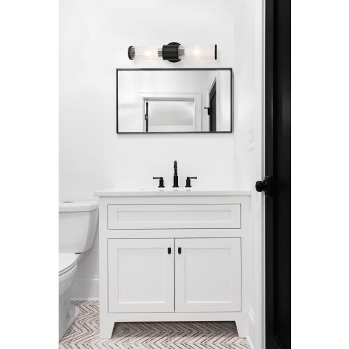allen   roth Modesto 5-in 2-Light Matte Black Modern/Contemporary Vanity Light