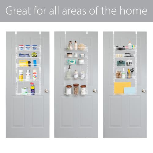 Smart Design 17-in W x 58.5-in H x 7-in D 5-Tier Hook-on White Stainless Steel Door Organizer