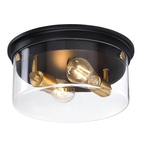 allen   roth Fenland 1-Light 12-in Matte Black Led, Flush Mount Light