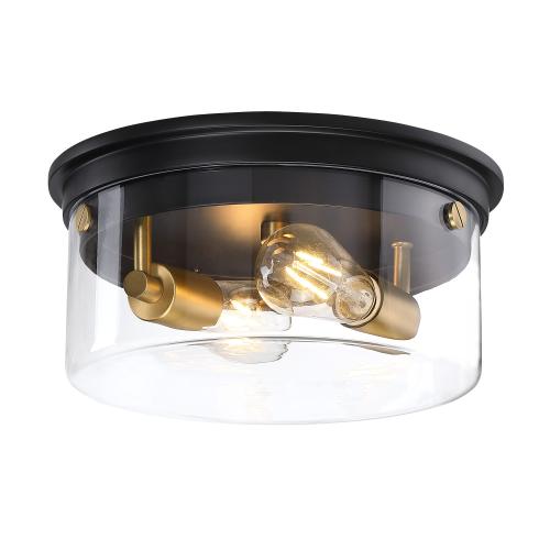 allen   roth Fenland 1-Light 12-in Matte Black Led, Flush Mount Light