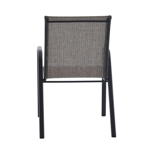 Style Selections Pelham Bay Woven Stackable Black Metal Frame Stationary Dining Chair with Tan Sling Seat