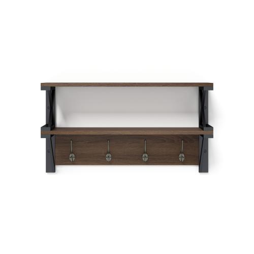 allen   roth 28-in L x 8-in D x 15.5-in H Brown Rectangular Floating Shelf (2 Shelves)