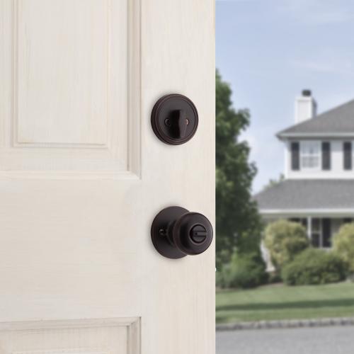 RELIABILT Baron Antique Bronze Exterior Single-cylinder deadbolt Keyed Entry Door Knob Project Pack (2-Pack)