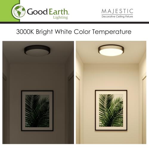 Good Earth Lighting Majestic 1-Light 17-in Matte brown LED Flush Mount Light