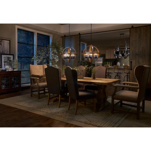 Kichler Barrington 4-Light Distressed Black and Wood Tone Rustic Seeded Glass Globe Medium Hanging Pendant Light