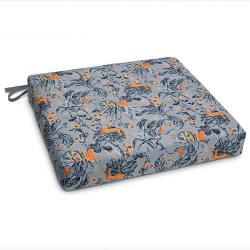 Classic Accessories 19-in x 19-in Rain Forest Toile Gray/Gold Patio Chair Cushion
