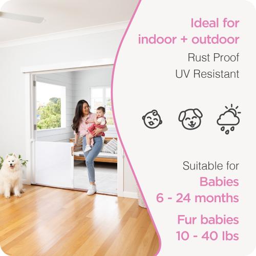 Perma Child Safety Ex Wide 71-in x 33-in Hardware Mounted White Plastic Safety Gate