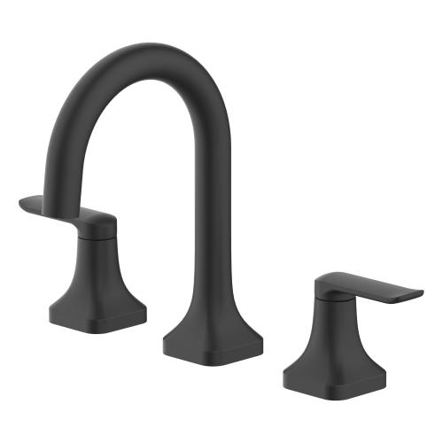 allen   roth Dunmore Matte Black Widespread 2-Handle WaterSense Bathroom Sink Faucet with Drain