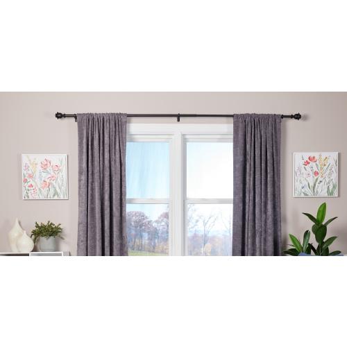 allen   roth Kirby 72-in to 144-in Matte Black Steel Single Curtain Rod with Finials