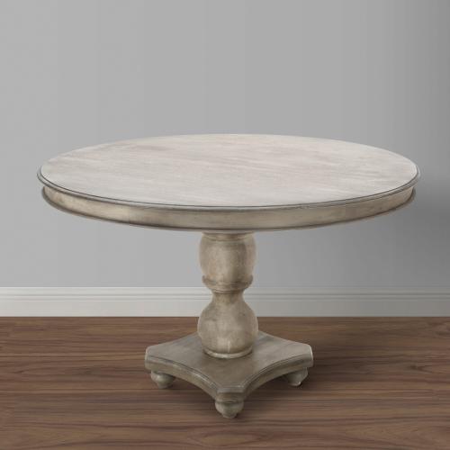Benzara Washed White and Gray Round Contemporary/Modern Dining Table, Wood Base 42-in L x 31-in H (NO TEST)