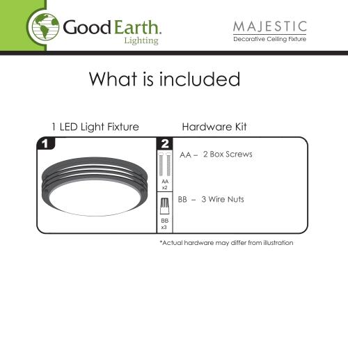 Good Earth Lighting Majestic 1-Light 17-in Matte brown LED Flush Mount Light