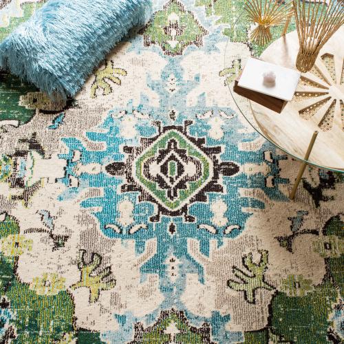 Safavieh Monaco Mahal 2 X 6 (ft) Forest Green/Light Blue Indoor Distressed/Overdyed Oriental Runner Rug