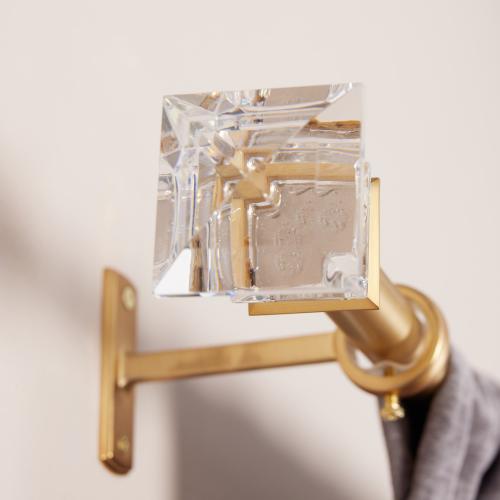 allen   roth Bexley 72-in to 144-in Brushed Gold Steel Single Curtain Rod with Finials. (Little damage; see the pictures)